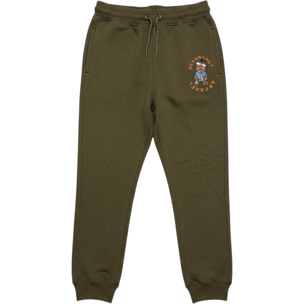 Gesundheit Apparel Mens XXL Olive Green Embroidered Bear Joggers Sweatpants